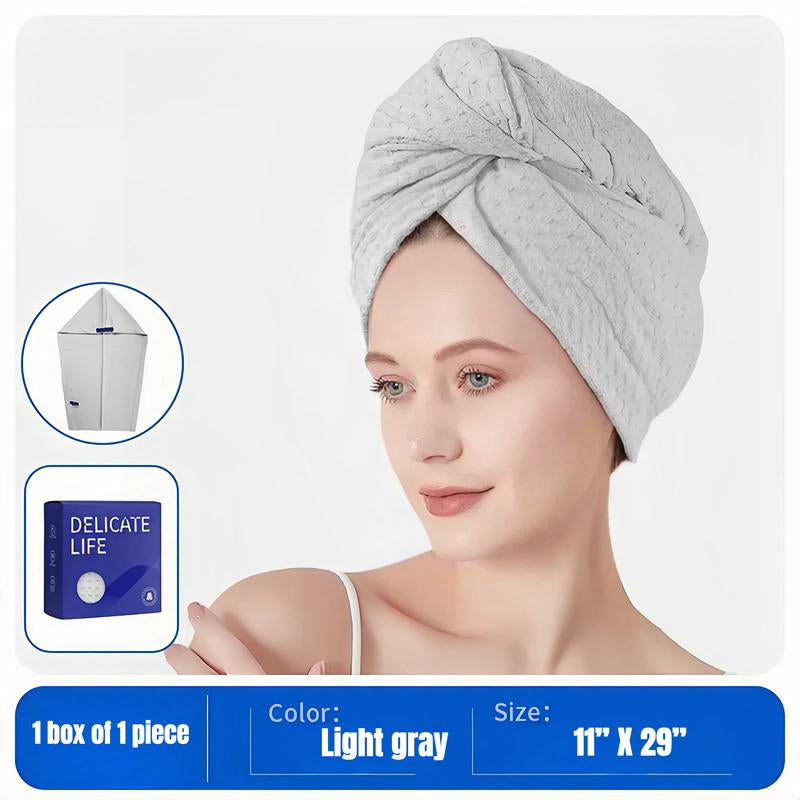 Microfiber Waffle Dry Hair Towel Hair Cap with Elastic Band, Super Soft, Super Absorbent, Quick Drying No Blow Drying Hair Towel, Hair Care Premium Towel , Suitable for Women'S Curly, Long and Thick Hair, Suitable for Beauty, Travel, Gift.