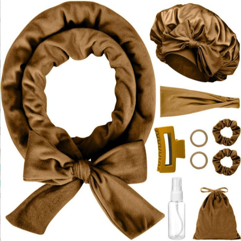 Heatless Curlers with Double Layer Satin Sleep Bonnet, Heatless Curls Overnight, 65" Soft Velvet No Heat Hair Curlers Headband, 10 PCS Fashion Curling Rod Set Haircare Gift for Women