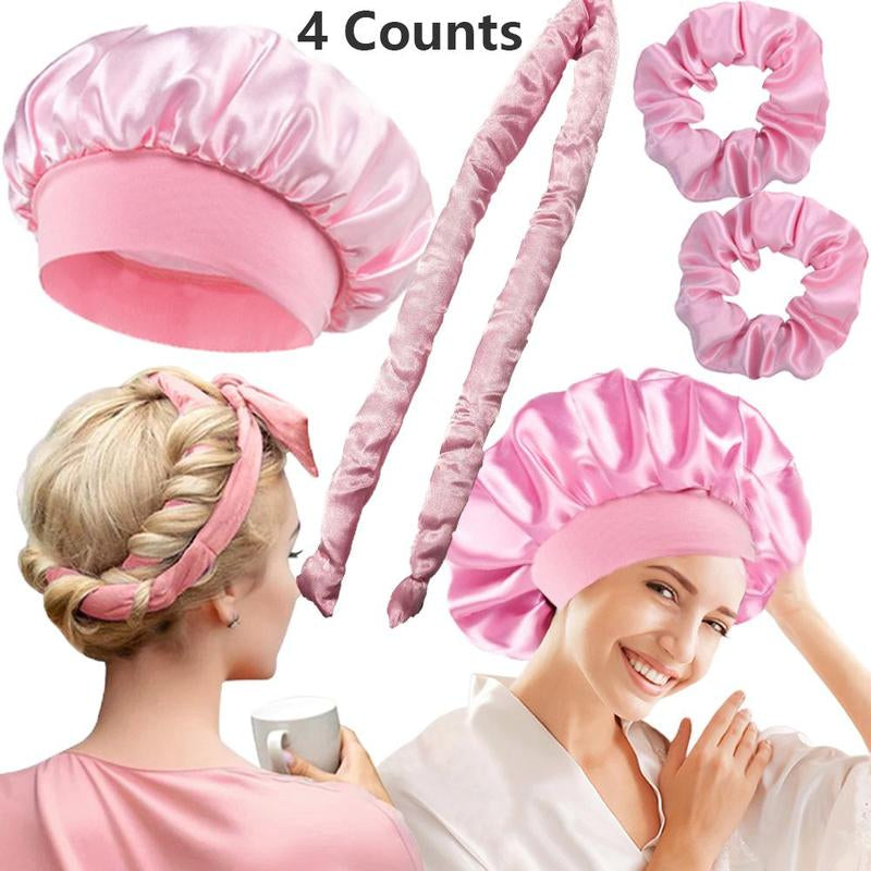 Hair Tool Set, 4 Counts/Set Professional Sleeping Hair Care & Styling Tool Set, Heatless Styling Tools for Women & Girls, Valentine'S Day Gift for Women