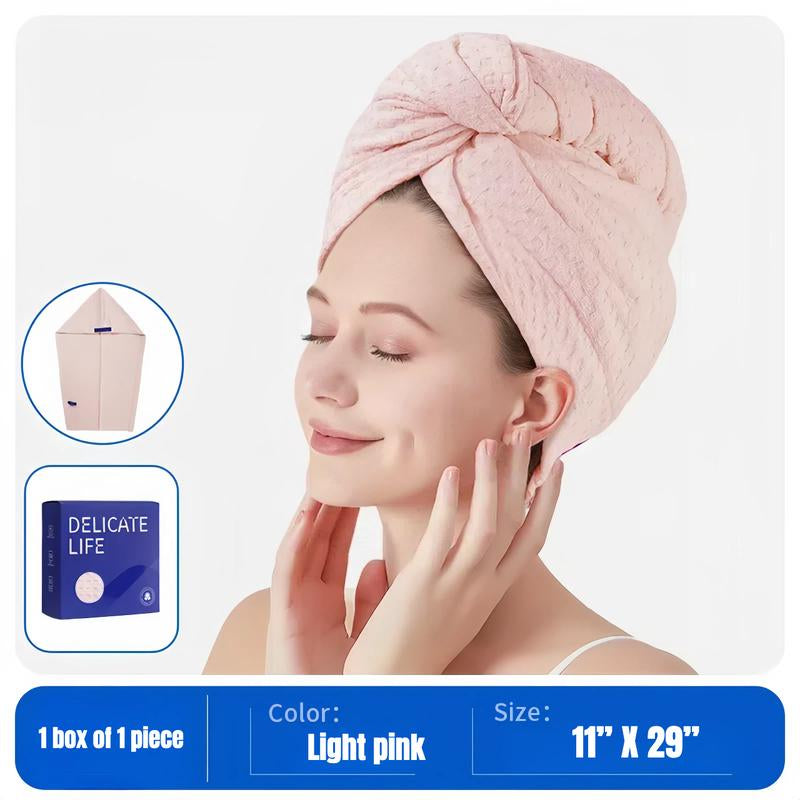 Microfiber Waffle Dry Hair Towel Hair Cap with Elastic Band, Super Soft, Super Absorbent, Quick Drying No Blow Drying Hair Towel, Hair Care Premium Towel , Suitable for Women'S Curly, Long and Thick Hair, Suitable for Beauty, Travel, Gift.