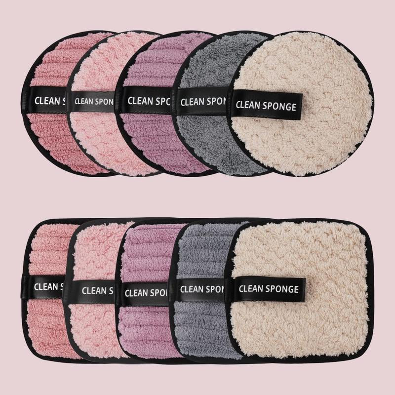 MAANGE Makeup Remover Puff Set, 10Pcs/Set Multifunctional Double Sided Face Wash Puff, Face Cleaning Pads, Makeup Remover Cloth, Skincare Tools, Makeup Products Accessories, Lightweight Cosmetic Accessories, Christmas Gift