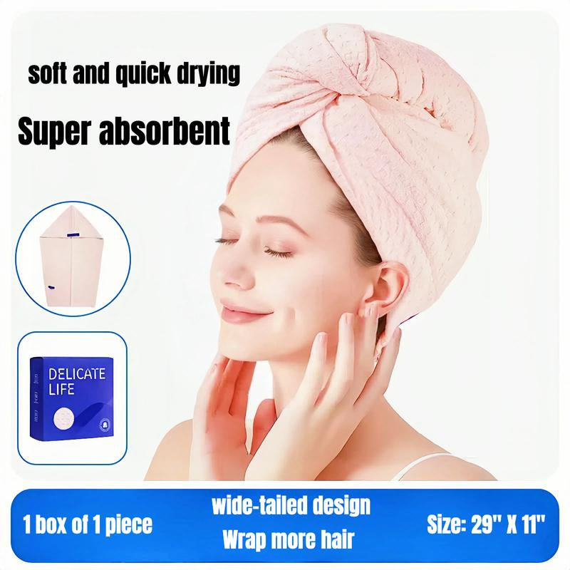 Microfiber Waffle Dry Hair Towel Hair Cap with Elastic Band, Super Soft, Super Absorbent, Quick Drying No Blow Drying Hair Towel, Hair Care Premium Towel , Suitable for Women'S Curly, Long and Thick Hair, Suitable for Beauty, Travel, Gift.