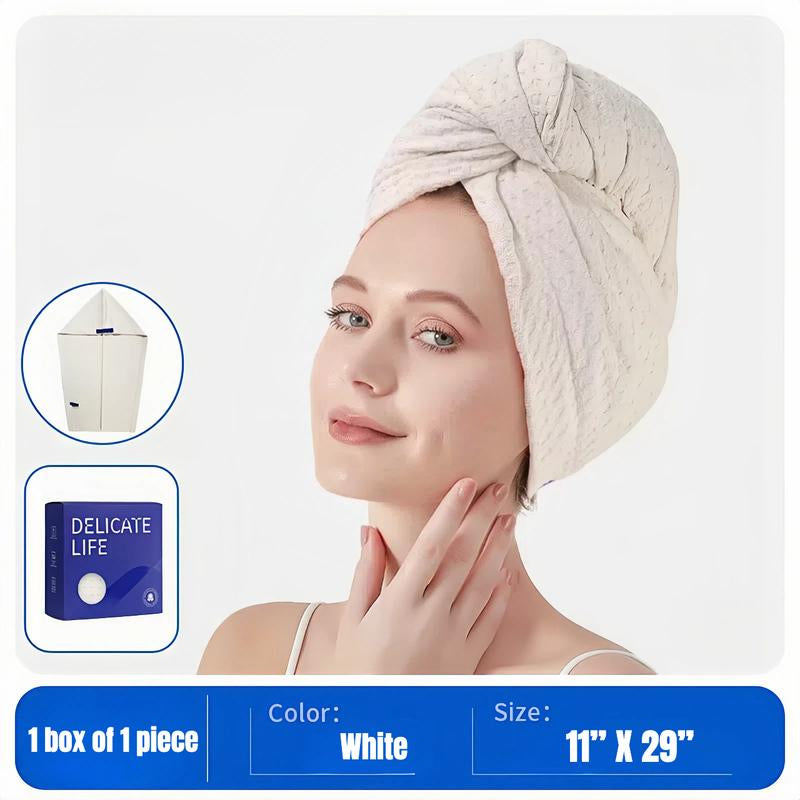 Microfiber Waffle Dry Hair Towel Hair Cap with Elastic Band, Super Soft, Super Absorbent, Quick Drying No Blow Drying Hair Towel, Hair Care Premium Towel , Suitable for Women'S Curly, Long and Thick Hair, Suitable for Beauty, Travel, Gift.