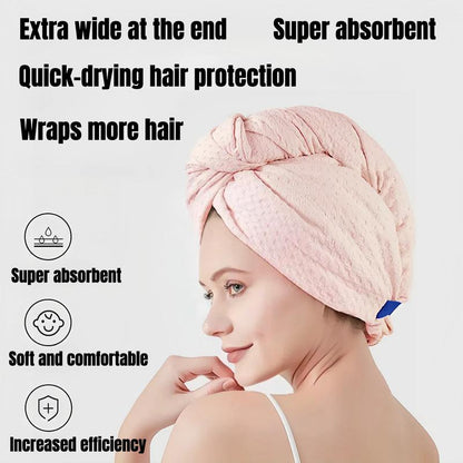 Microfiber Waffle Dry Hair Towel Hair Cap with Elastic Band, Super Soft, Super Absorbent, Quick Drying No Blow Drying Hair Towel, Hair Care Premium Towel , Suitable for Women'S Curly, Long and Thick Hair, Suitable for Beauty, Travel, Gift.