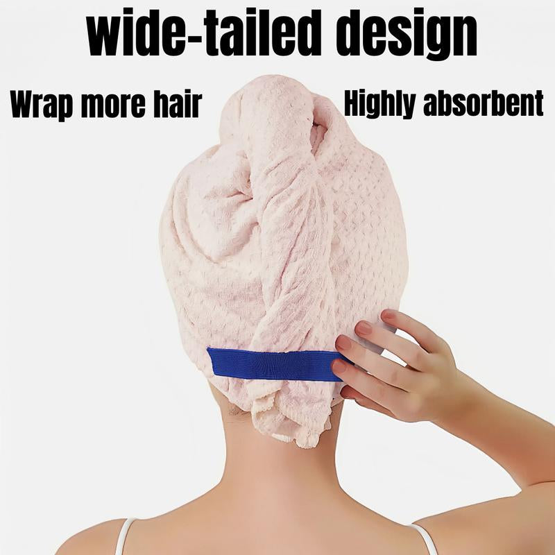 Microfiber Waffle Dry Hair Towel Hair Cap with Elastic Band, Super Soft, Super Absorbent, Quick Drying No Blow Drying Hair Towel, Hair Care Premium Towel , Suitable for Women'S Curly, Long and Thick Hair, Suitable for Beauty, Travel, Gift.