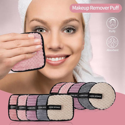MAANGE Makeup Remover Puff Set, 10Pcs/Set Multifunctional Double Sided Face Wash Puff, Face Cleaning Pads, Makeup Remover Cloth, Skincare Tools, Makeup Products Accessories, Lightweight Cosmetic Accessories, Christmas Gift