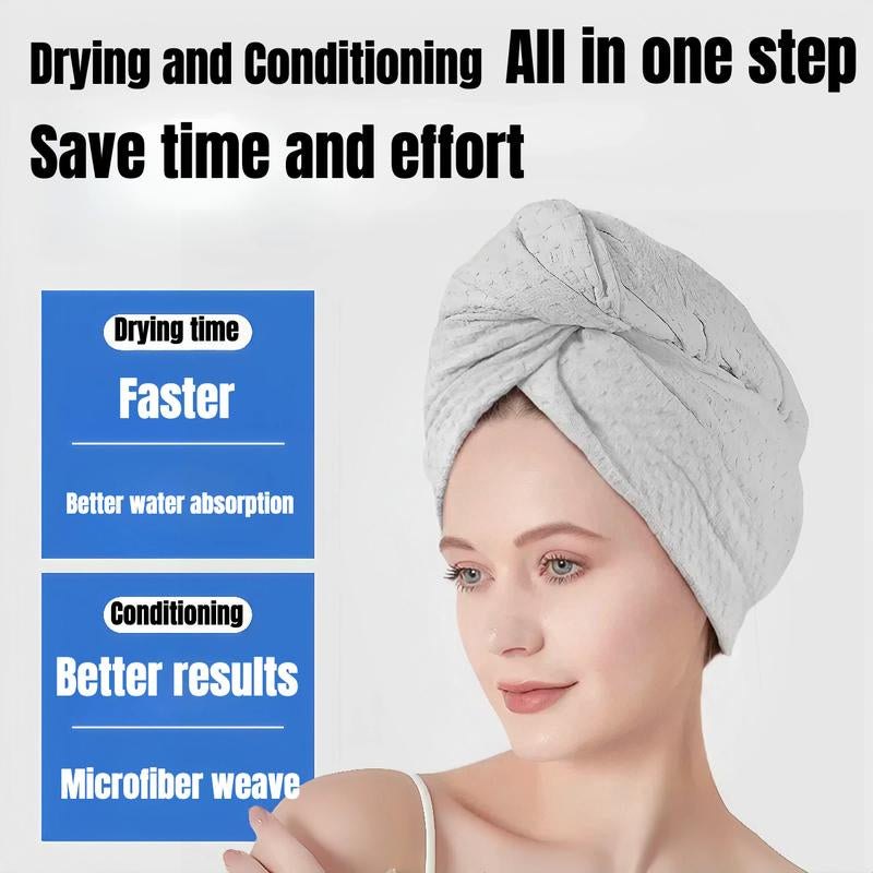 Microfiber Waffle Dry Hair Towel Hair Cap with Elastic Band, Super Soft, Super Absorbent, Quick Drying No Blow Drying Hair Towel, Hair Care Premium Towel , Suitable for Women'S Curly, Long and Thick Hair, Suitable for Beauty, Travel, Gift.