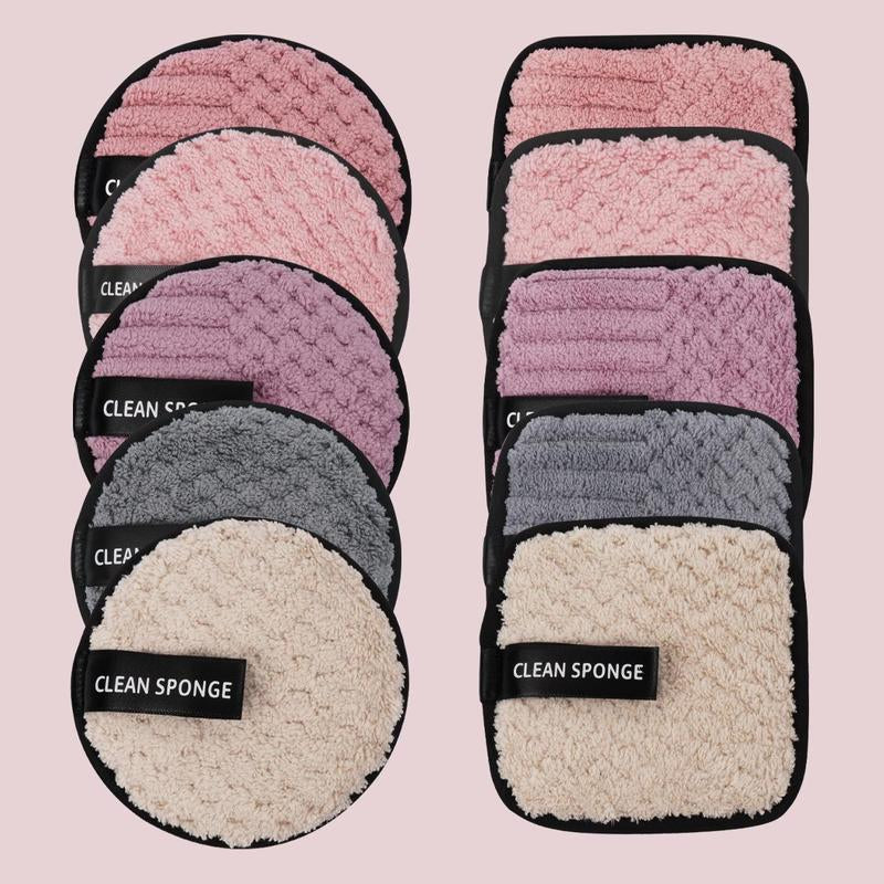 MAANGE Makeup Remover Puff Set, 10Pcs/Set Multifunctional Double Sided Face Wash Puff, Face Cleaning Pads, Makeup Remover Cloth, Skincare Tools, Makeup Products Accessories, Lightweight Cosmetic Accessories, Christmas Gift