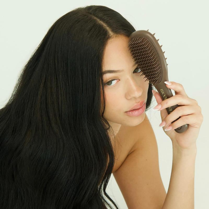 Abloomdant Halo Bloom Brush 2 in 1 Hair Health - Dual Action Detangling & Scalp Massager for All Hair Types - Protects Wet Hair, Prevents Breakage, Promotes Growth & Circulation - Compact, Lightweight, Travel Friendly