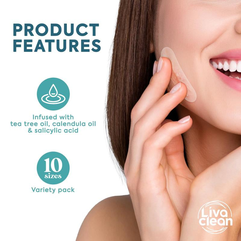 Livaclean 272 CT Pimple Patches Variety Pack W/ Tea Tree Oil, Salicylic Acid & Calendula Oil - Large Blemish Patches for Face Acne Patches Large, Hydrocolloid Patches Skincare Clear Zit Matte Skin Repair