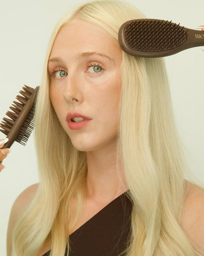 Abloomdant Halo Bloom Brush 2 in 1 Hair Health - Dual Action Detangling & Scalp Massager for All Hair Types - Protects Wet Hair, Prevents Breakage, Promotes Growth & Circulation - Compact, Lightweight, Travel Friendly