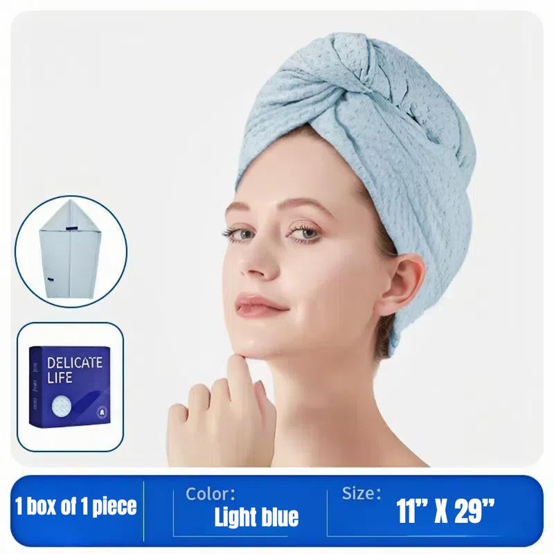 Microfiber Waffle Dry Hair Towel Hair Cap with Elastic Band, Super Soft, Super Absorbent, Quick Drying No Blow Drying Hair Towel, Hair Care Premium Towel , Suitable for Women'S Curly, Long and Thick Hair, Suitable for Beauty, Travel, Gift.