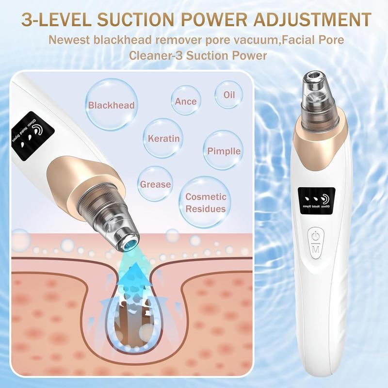 Blackhead Remover Vacuum Tool with 3 Adjustable Suction Levels & 5 Probes for Pore Facial Care, Ideal for Christmas Gifts